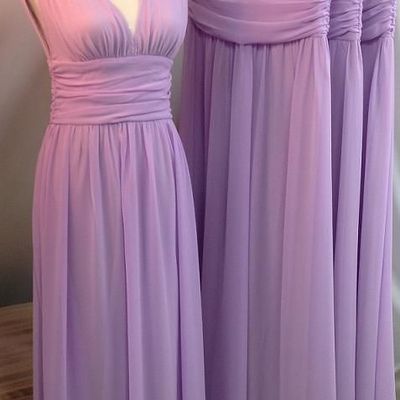 Long bridesmaid dress, chiffon bridesmaid dress, lavender bridesmaid dress, bridesmaid dress 2015, cheap bridesmaid dress, e122 - Thumbnail 4