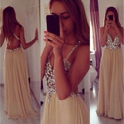 Champagne prom dress, long prom dress, prom dress 2015, sexy prom dress, backless prom dress, long evening dress, e124 - Thumbnail 5