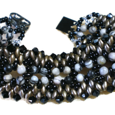 Bold black bracelet, hand woven