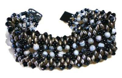 Bold Black Bracelet, Hand Woven
