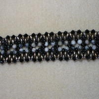 Bold Black Bracelet, Hand Woven - Thumbnail 1