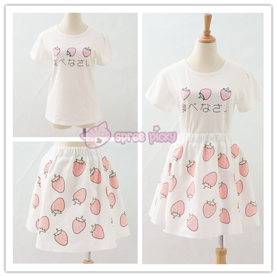 Sweet strawberry top and skirt set sp152296