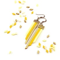 Fringe Earrings in Gold and Yellow - Vegan Suede