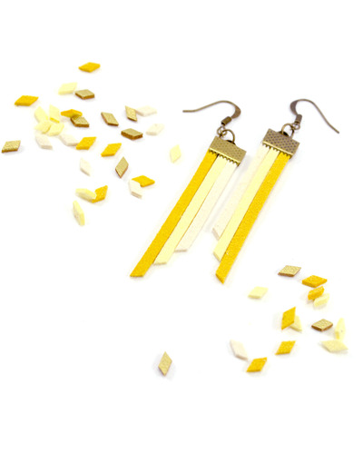 Fringe Earrings in Ombre Yellow - Vegan Suede
