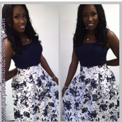 Floral navy skirt 