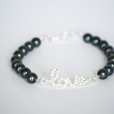 Dark gray pearl love bracelet - Thumbnail 2