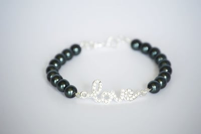 Dark Gray Pearl Love Bracelet