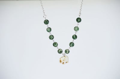 Agate and Elephant Bead Necklace