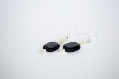 Black and Silver Bead Earrings