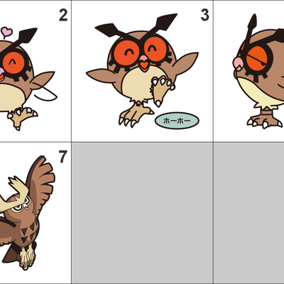 163, 164 hoothoot, noctowl pan stickers pokemon - Thumbnail 5