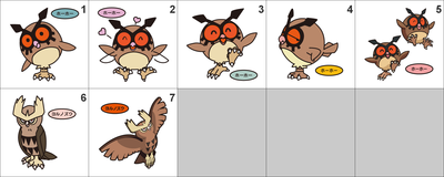 163, 164 Hoothoot, Noctowl Pan Stickers Pokemon