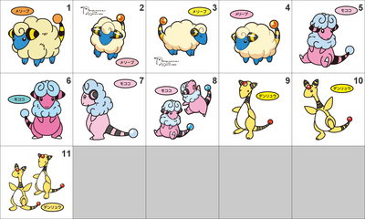 179, 180, 181 Mareep, Flaaffy, Ampharos Pan Stickers Pokemon