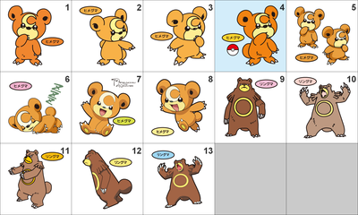216, 217 Teddiursa, Ursaring Pan Stickers Pokemon