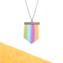 Large Rainbow Color Vegan Suede Necklace
