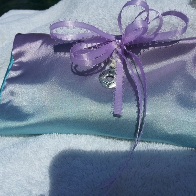 Lavender flaxseed eye pillow in pale purple and turquoise - Thumbnail 2