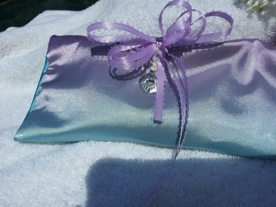 Lavender Flaxseed Eye Pillow in pale purple and turquoise