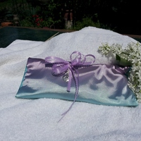 Lavender Flaxseed Eye Pillow in pale purple and turquoise - Thumbnail 1