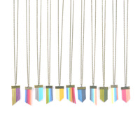 Pink & Yellow Gradient Fringe Necklace - Faux Vegan Leather - Thumbnail 1