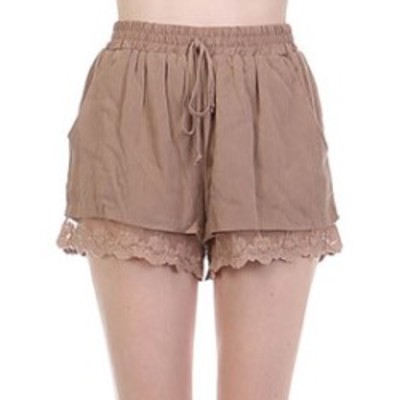 Tan shorts w/ lace hem