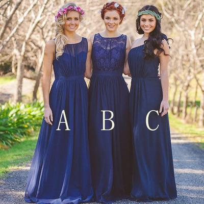 Long bridesmaid dress, royal blue bridesmaid dress, mismatched bridesmaid dress, lace bridesmaid dress, formal bridesmaid dress, pd15470 - Thumbnail 4