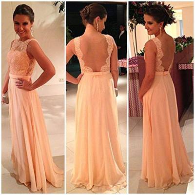 Long bridesmaid dress, lace bridesmaid dress, cheap prom dress, backless prom dress, occasion dress, pd15471 - Thumbnail 1
