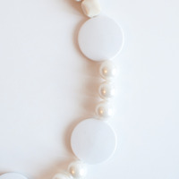 Geometric Round Beaded Black & White Necklace, NL0658 - Thumbnail 3