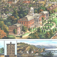 Harrisburg, Pennsylvania in 1855 - Bird's Eye View, Map, Aerial, Panorama, Vintage, Antique, Fine Art, Wall Art, History - Thumbnail 1