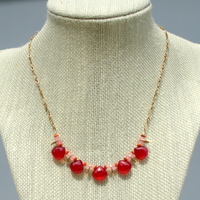 Red Chalecedony Statement Necklace - Thumbnail 1