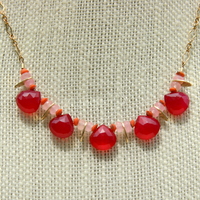 Red Chalecedony Statement Necklace - Thumbnail 2