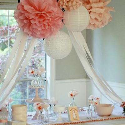 Paper lanterns | paper poms | birthday party | nursery decor | bridal shower