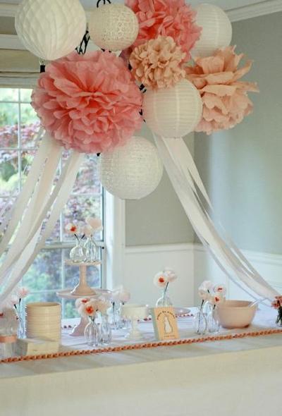 Paper Lanterns | Paper Poms | Birthday Party | Nursery Decor | Bridal Shower