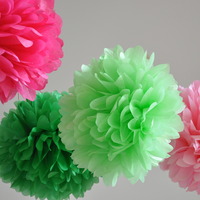 5 Tissue Paper Poms | Wedding | Baby Shower | Nursery Decor | Custom Colors - Thumbnail 1