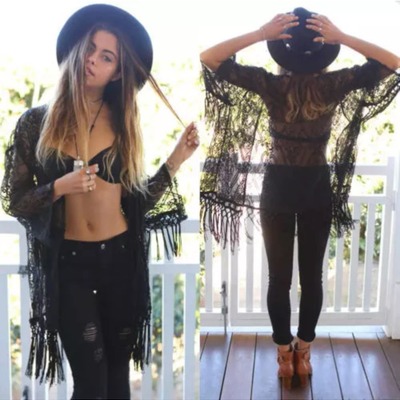 Lace tassels kimono, bikini cover up