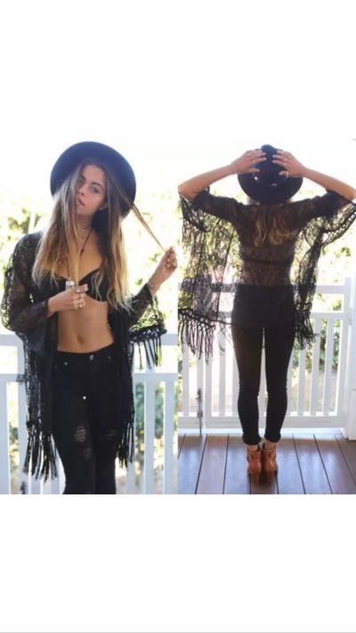 Lace Tassels Kimono, Bikini Cover Up