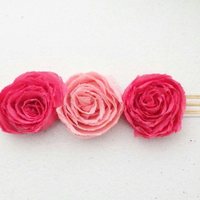 The Frida - 3 Roses Over Striped Elastic - Roses Headband - Thumbnail 4