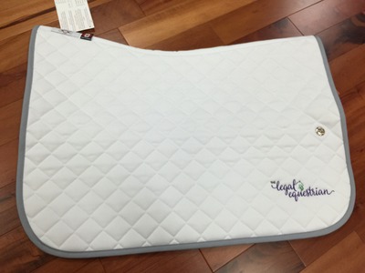 The Legal Equestrian Ogilvy Baby Pad in white with grey binding