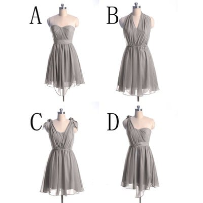Short bridesmaid dress, convertible bridesmaid dress, chiffon bridesmaid dress, cheap bridesmaid dress, gray bridesmaid dresses, bd14525