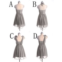 short bridesmaid dress, convertible bridesmaid dress, chiffon bridesmaid dress, cheap bridesmaid dress, gray bridesmaid dresses, BD14525 - Thumbnail 1
