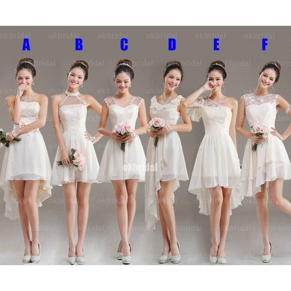 Short bridesmaid dress, champagne bridesmaid dress, lace bridesmaid dress, unique bridesmaid dress, mismatched bridesmaid dress, PD15467