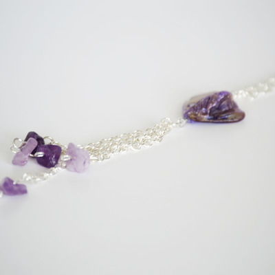 Purple shell and amethyst chip necklace  - Thumbnail 2