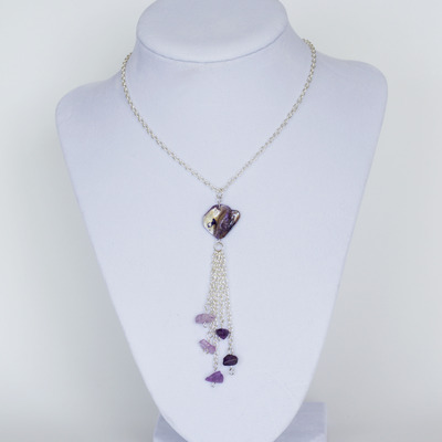 Purple shell and amethyst chip necklace 