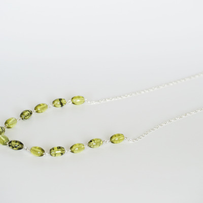 Green glass bead necklace - Thumbnail 4