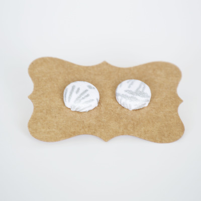 Silver and white fabric earrings - Thumbnail 2