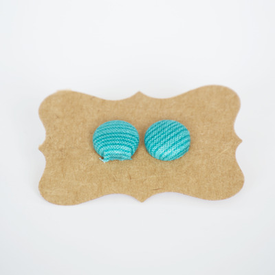 Blue green striped fabric earrings - Thumbnail 2