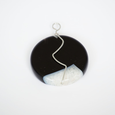 Black banded agate wire wrapped necklace - Thumbnail 3