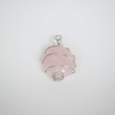 Rose quartz wire wrapped necklace - Thumbnail 5