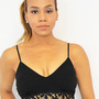 Spaghetti Strap Crop Cami with Lace Trim - Black-2