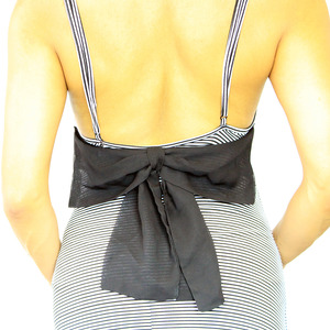 Sleeveless Striped Maxi Dress with Bow - Thumbnail 1