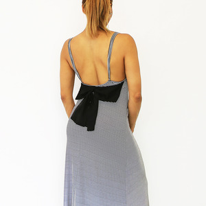 Sleeveless Striped Maxi Dress with Bow - Thumbnail 2