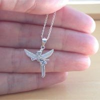 925 Fairy Wings Pendant & 18" Sterling Silver Chain/Fairy Jewellery/Fairy Jewelry/Silver Fairy Necklace/Flying Fairy Pendant/925Silver Fairy - Thumbnail 1
